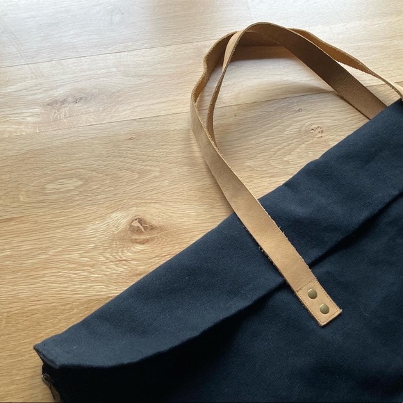 Portfolio Bag Black Canvas + Leather from The Crafter’s Box Ethically Made - Picture 10 of 14